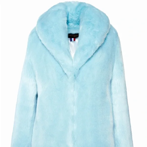 Couture Designer La Seine & Moi Faux Mink Fur Coat Jacket Blue XS S $405 - Picture 5 of 15